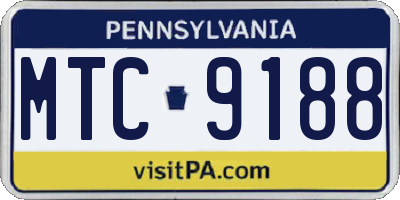 PA license plate MTC9188
