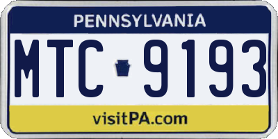 PA license plate MTC9193