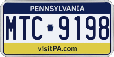 PA license plate MTC9198