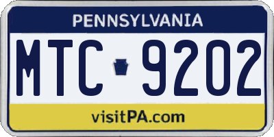 PA license plate MTC9202