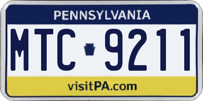 PA license plate MTC9211