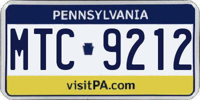 PA license plate MTC9212