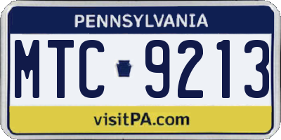 PA license plate MTC9213