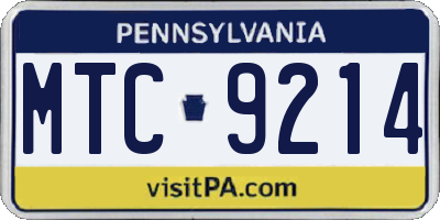 PA license plate MTC9214