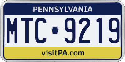 PA license plate MTC9219