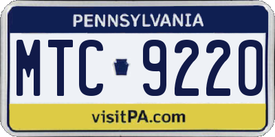 PA license plate MTC9220
