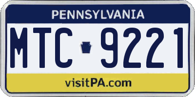 PA license plate MTC9221