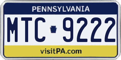 PA license plate MTC9222