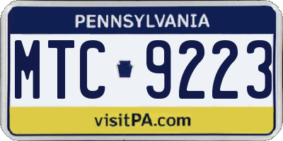 PA license plate MTC9223