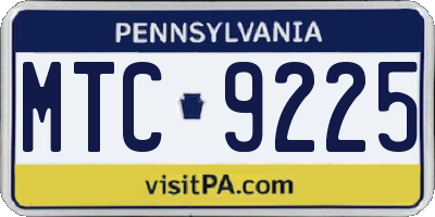 PA license plate MTC9225