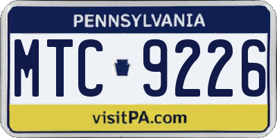 PA license plate MTC9226