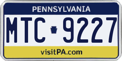 PA license plate MTC9227