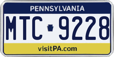 PA license plate MTC9228