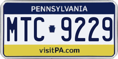 PA license plate MTC9229