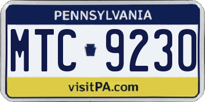 PA license plate MTC9230