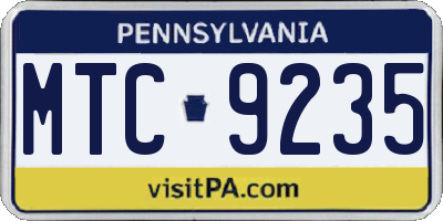 PA license plate MTC9235