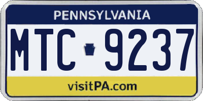 PA license plate MTC9237
