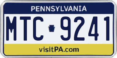 PA license plate MTC9241