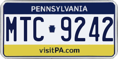 PA license plate MTC9242
