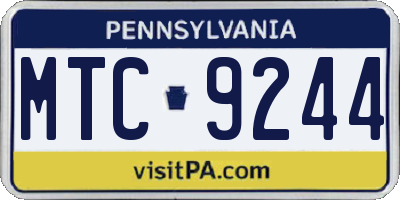 PA license plate MTC9244