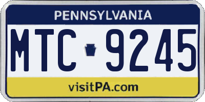 PA license plate MTC9245