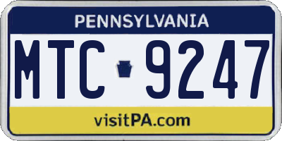 PA license plate MTC9247
