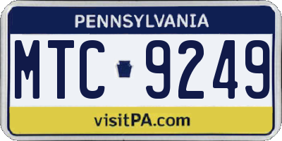 PA license plate MTC9249