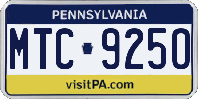 PA license plate MTC9250