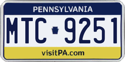 PA license plate MTC9251