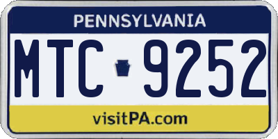 PA license plate MTC9252