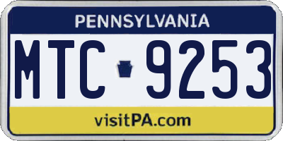 PA license plate MTC9253