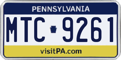 PA license plate MTC9261