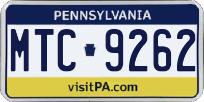 PA license plate MTC9262