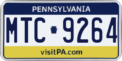 PA license plate MTC9264