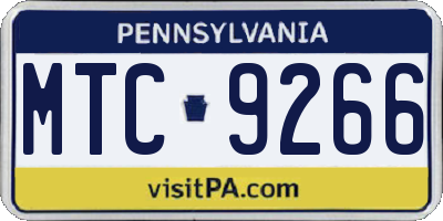 PA license plate MTC9266