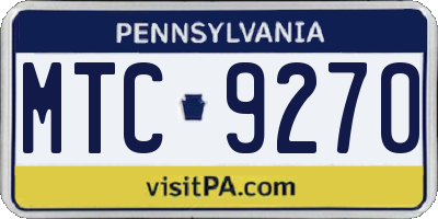 PA license plate MTC9270
