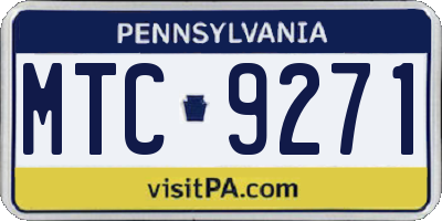 PA license plate MTC9271