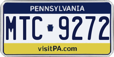 PA license plate MTC9272