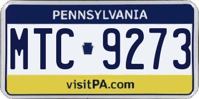 PA license plate MTC9273