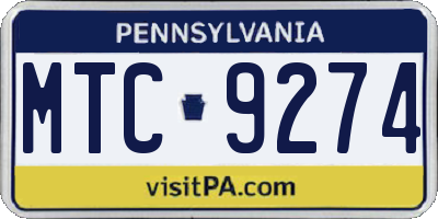 PA license plate MTC9274