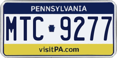 PA license plate MTC9277