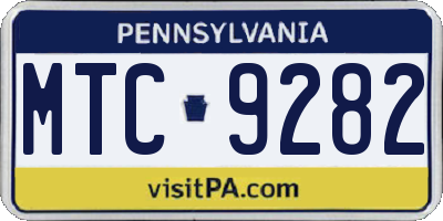 PA license plate MTC9282