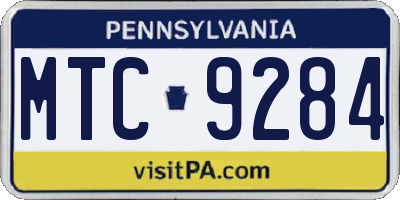 PA license plate MTC9284