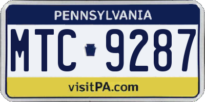 PA license plate MTC9287