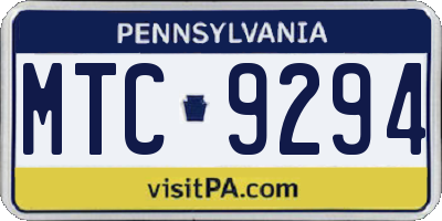 PA license plate MTC9294