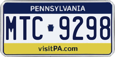 PA license plate MTC9298