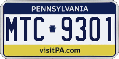PA license plate MTC9301