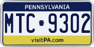 PA license plate MTC9302