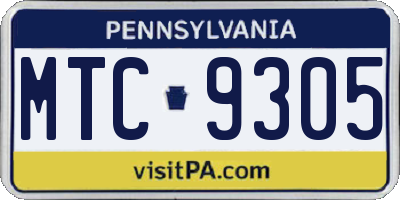 PA license plate MTC9305