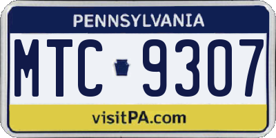 PA license plate MTC9307